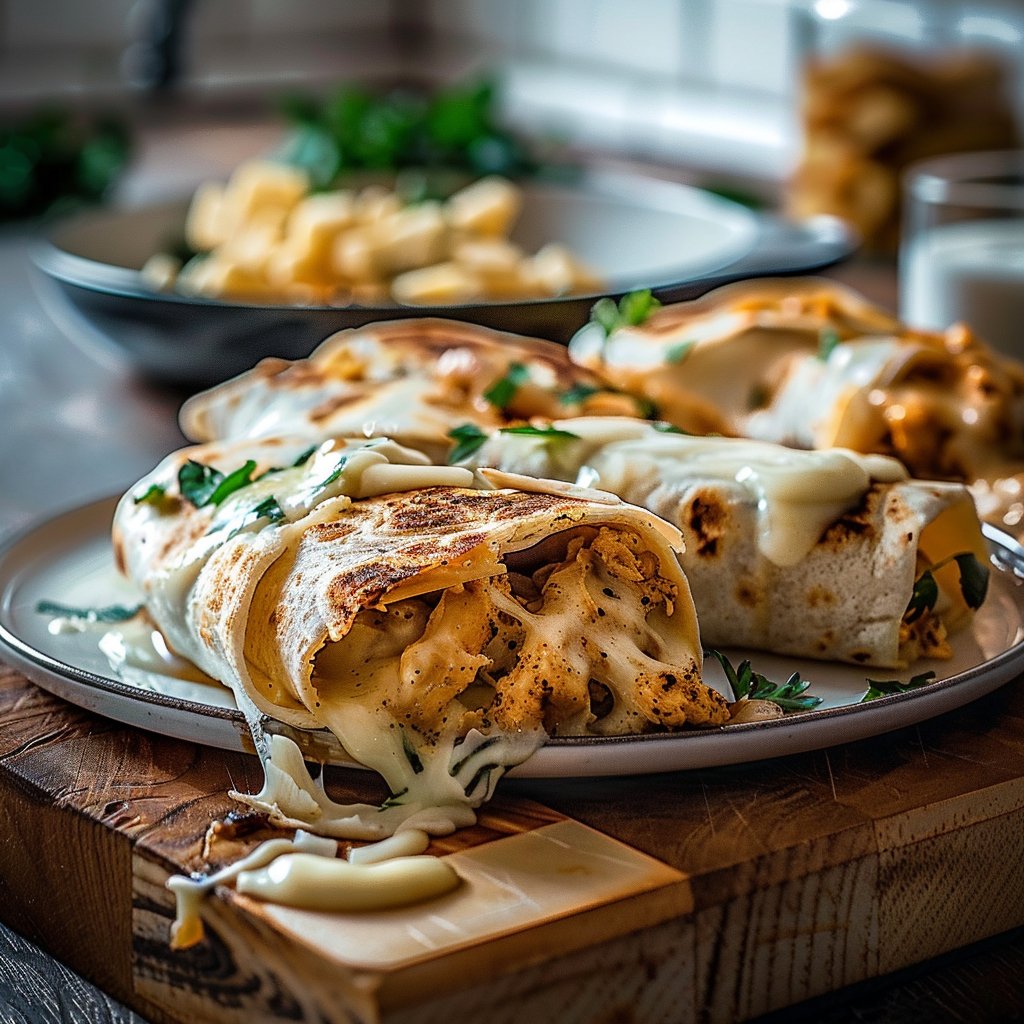 Cheesy Garlic Chicken Wraps 4 Cheesy Garlic Chicken Wraps