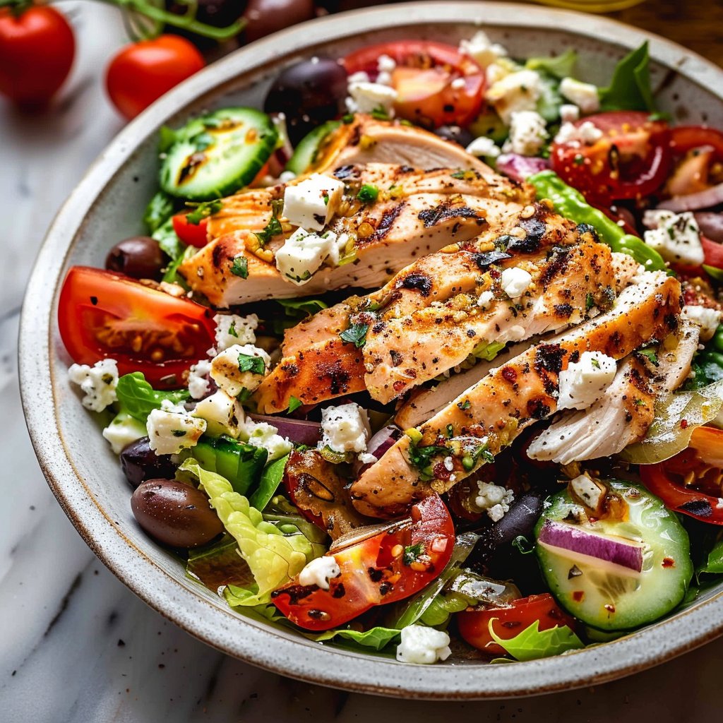 Healthy Greek Salad with Chicken 4 Healthy Greek Salad with Chicken
