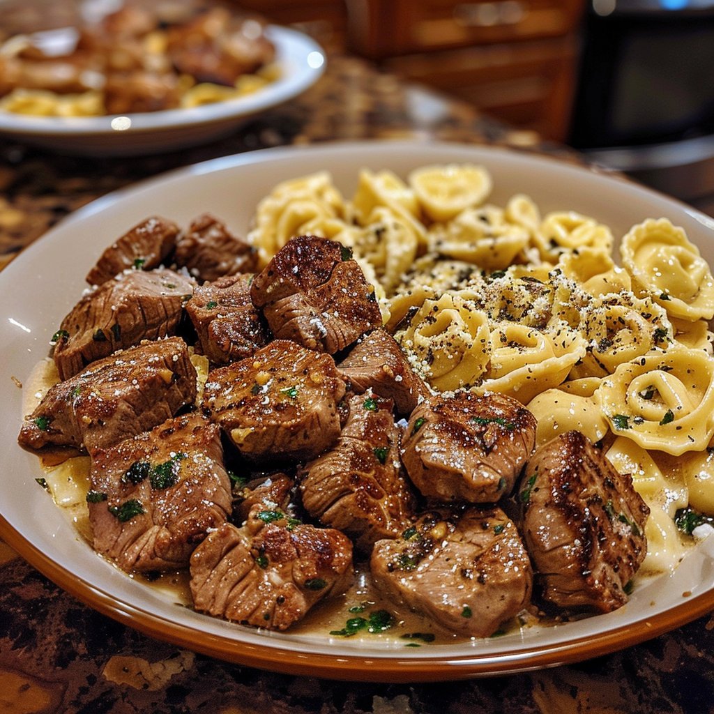 Garlic Butter Steak Bites with Parmesan Alfredo Tortellini 4 Garlic Butter Steak Bites & Parmesan Alfredo Tortellini: The Ultimate Comfort Food Fusion