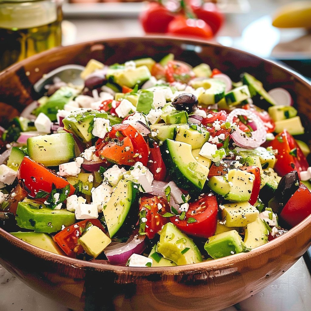 Greek Salad with Avocado 4 Greek Salad with Avocado