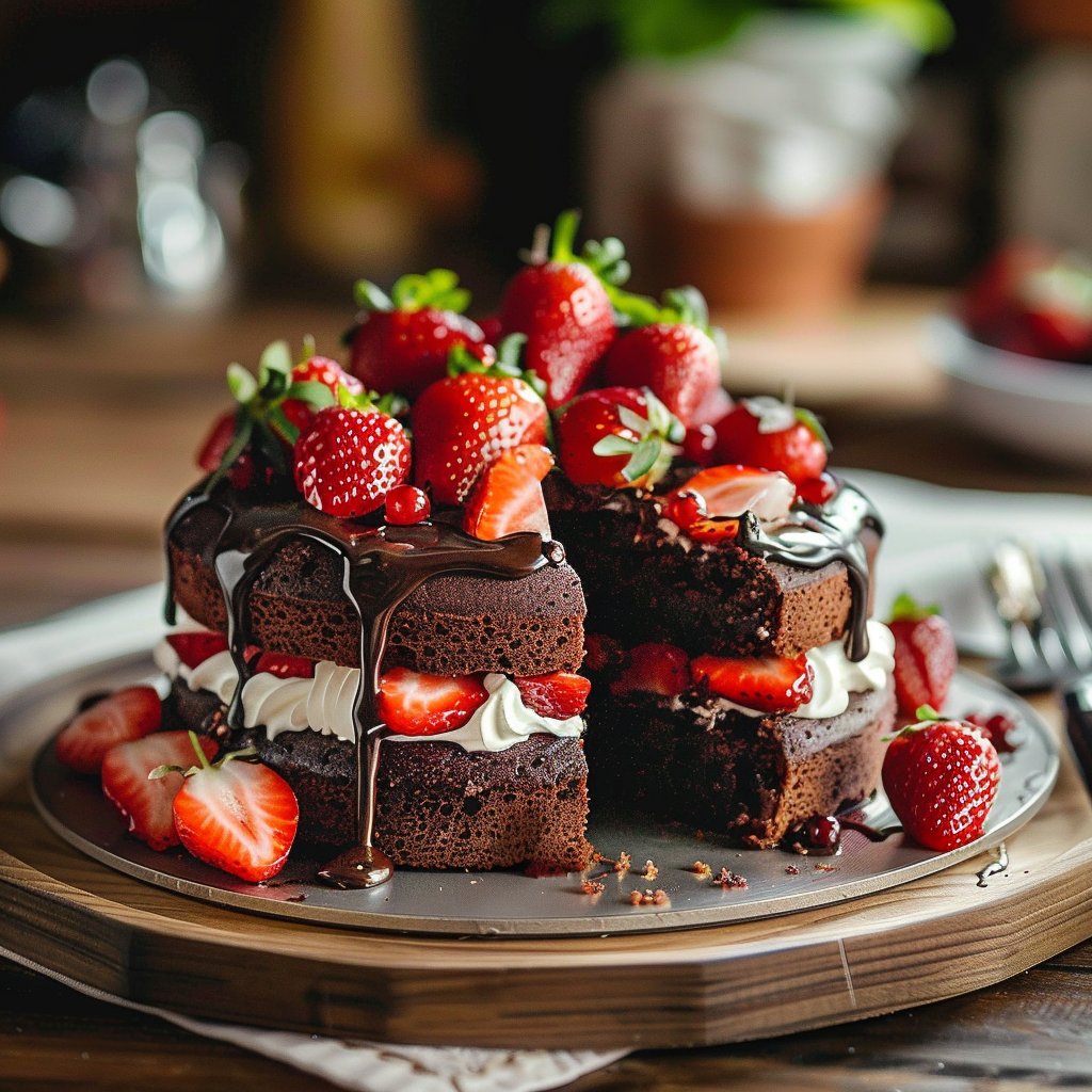 Delicious Chocolate Strawberry Cake 4 Delicious Chocolate Strawberry Cake