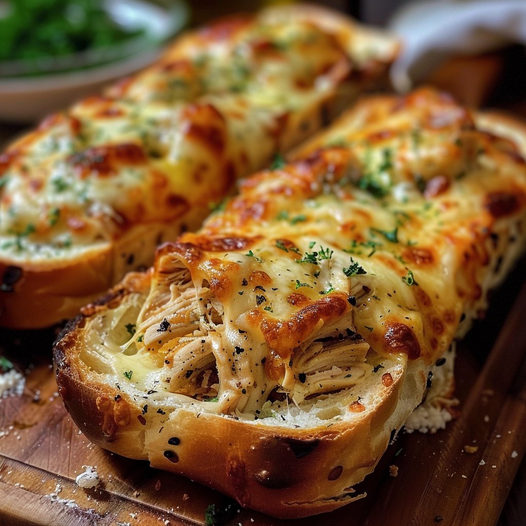 Cheesy Chicken Garlic Bread Sandwich 4 Cheesy Chicken Garlic Bread Sandwich