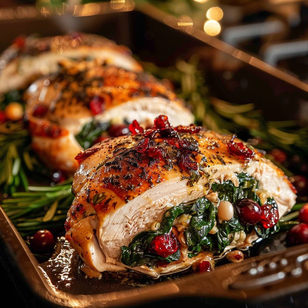 Spinach & Cranberry Stuffed Chicken Breasts 4 Spinach & Cranberry Stuffed Chicken Breasts