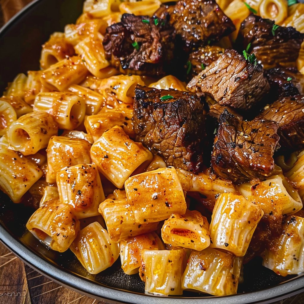 Cajun Steak Tips with Cheesy Rigatoni 4 Cajun Steak Tips with Cheesy Rigatoni