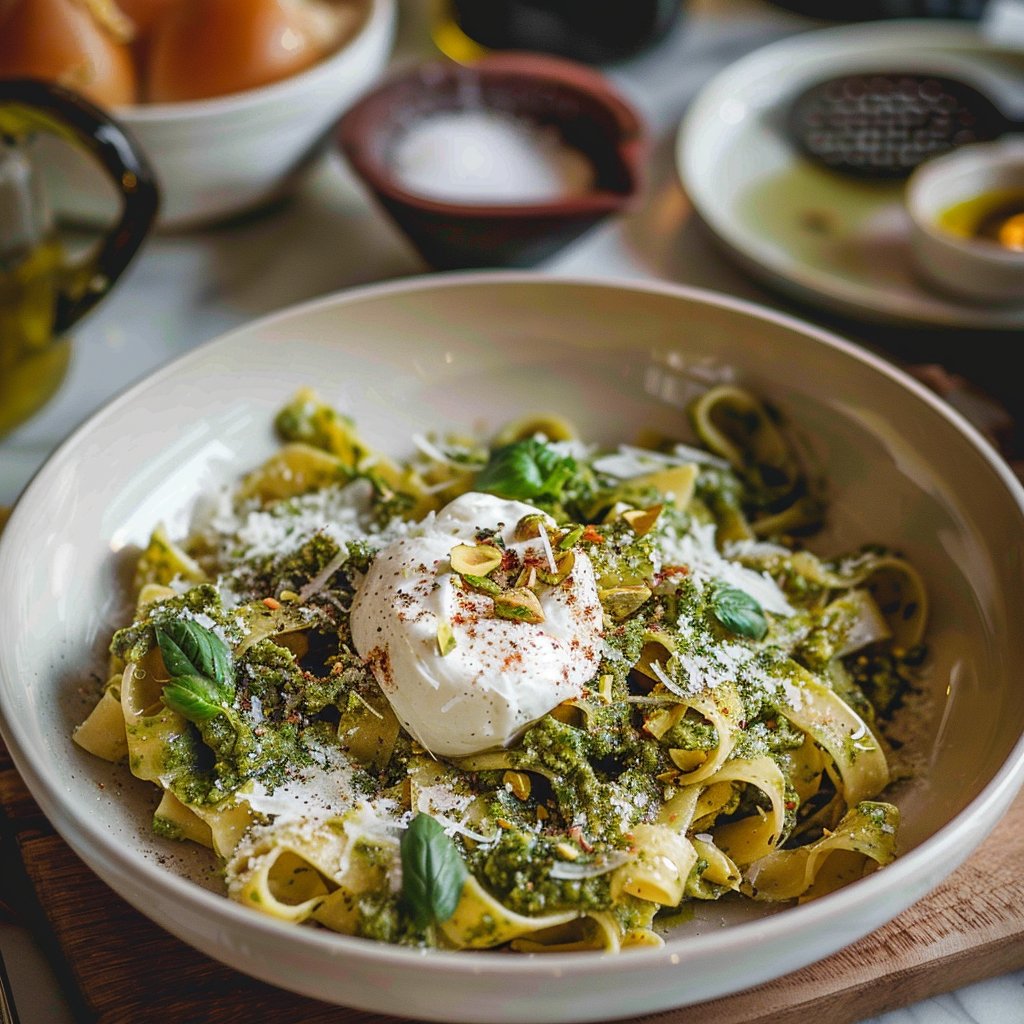 Pistachio Pesto Pasta with Burrata 4 Pistachio Pesto Pasta with Burrata