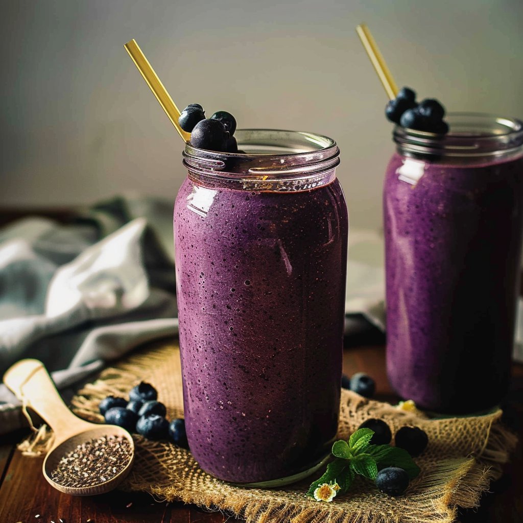 Blueberry Cacao Flaxseed Smoothie 4 Blueberry Cacao Flaxseed Smoothie