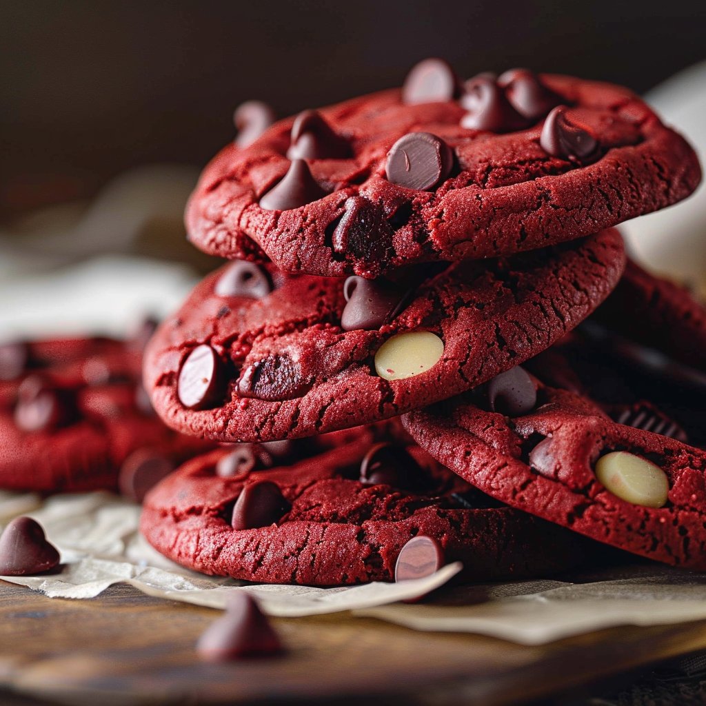 Delicious Red Velvet Chocolate Chip Cookies 4 Delicious Red Velvet Chocolate Chip Cookies