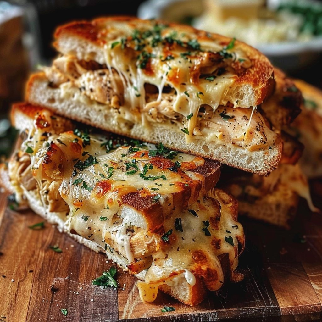Cheesy Chicken Garlic Bread Sandwich 4 Cheesy Chicken Garlic Bread Sandwich