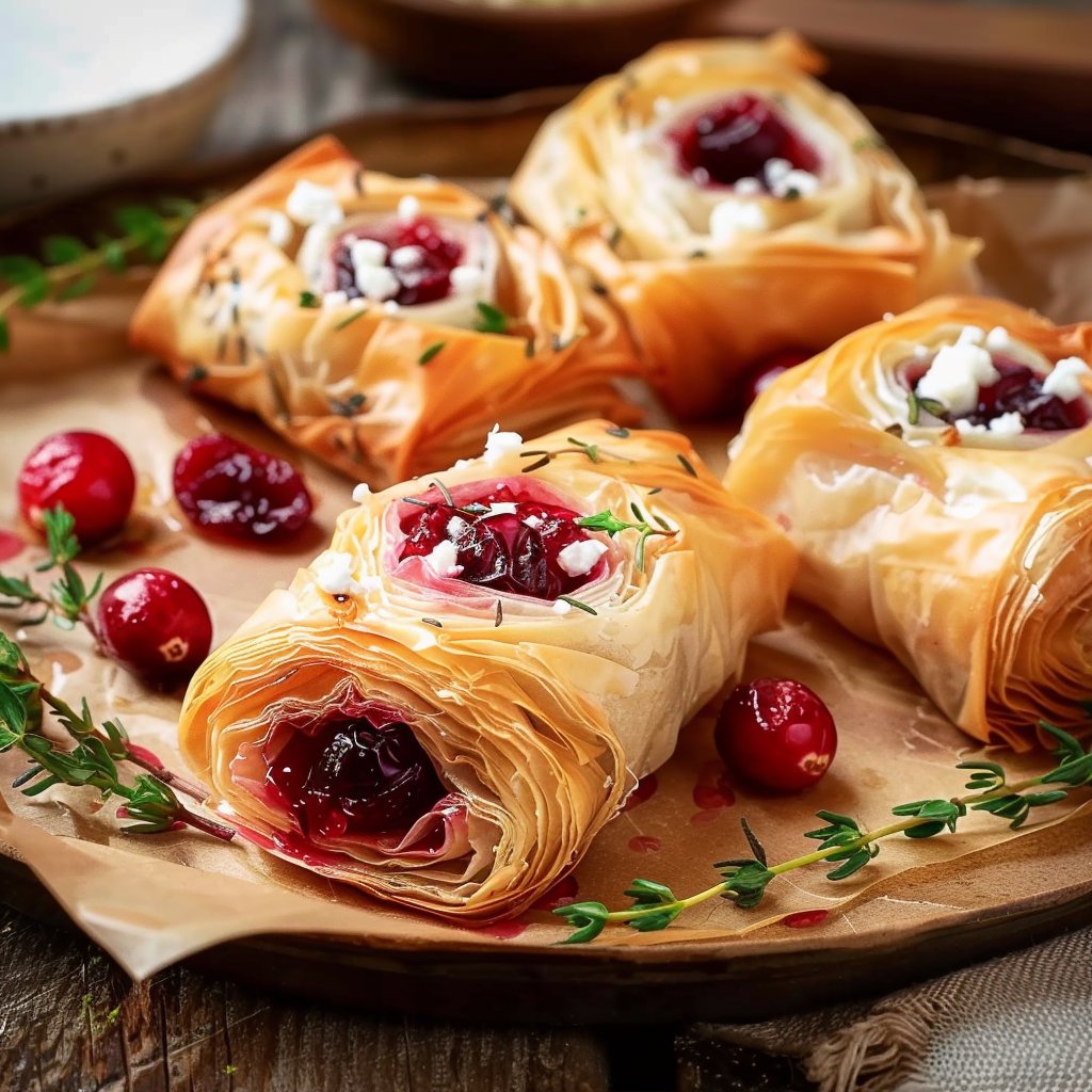 Cranberry Goat Cheese Phyllo Rolls 4 Cranberry Goat Cheese Phyllo Rolls