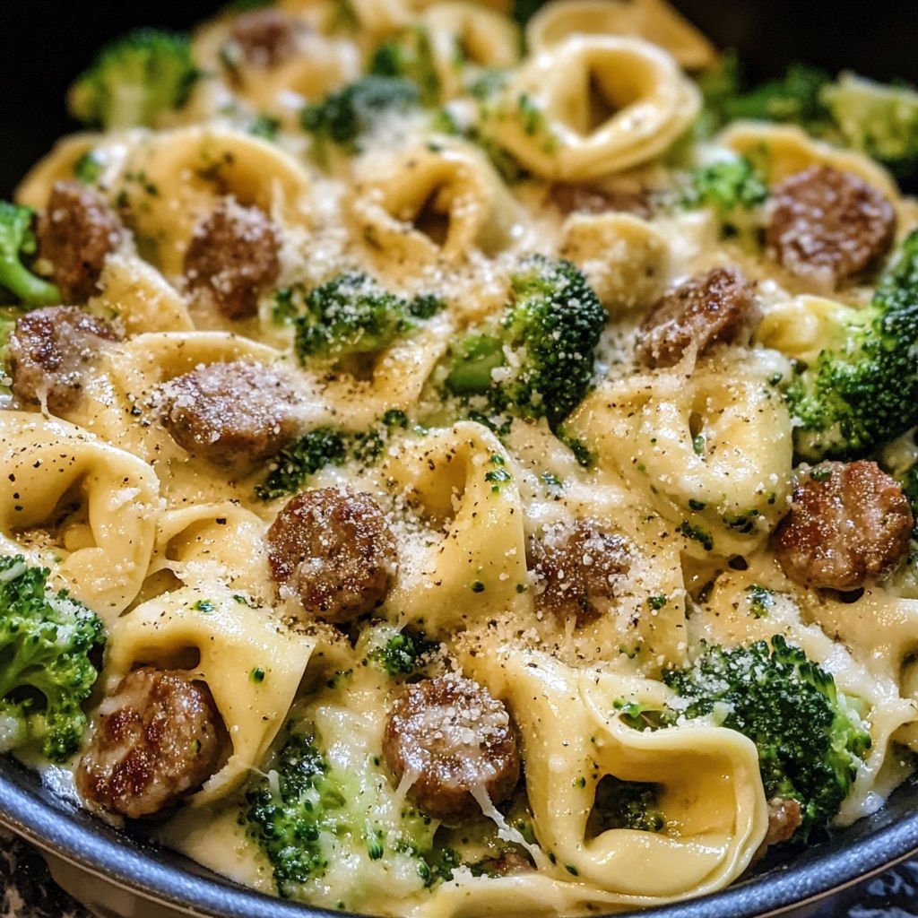 Creamy Garlic Parmesan Tortellini with Sausage and Broccoli 4 Creamy Garlic Parmesan Tortellini Sausage