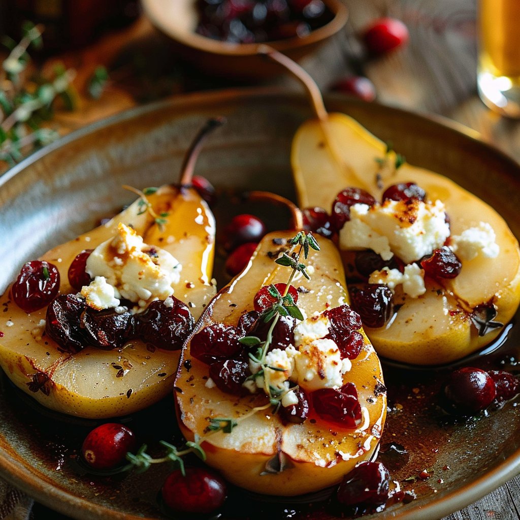 Baked Pears with Feta, Honey, and Cranberries 4 Baked Pears with Feta, Honey, and Cranberries