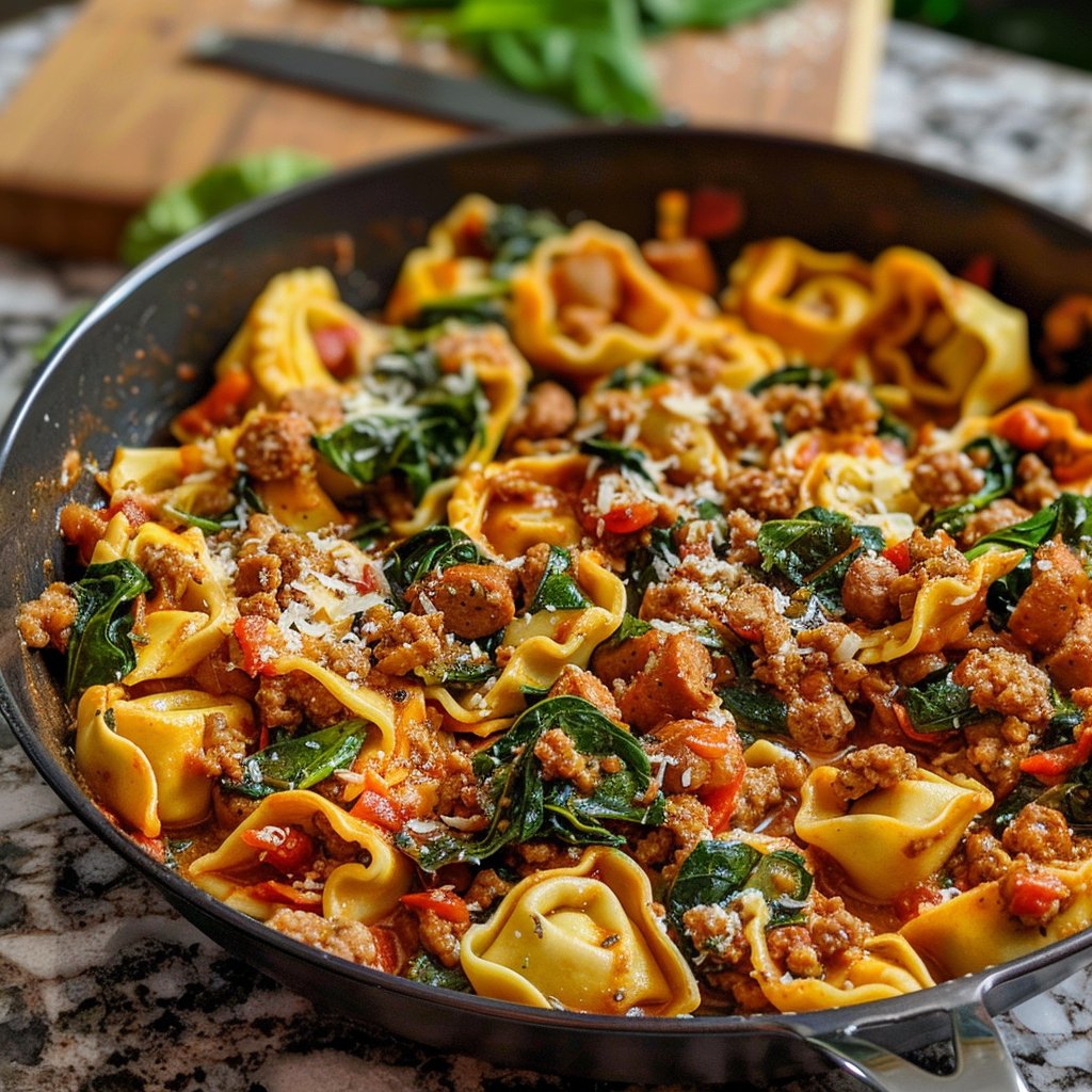 One-Pan Turkey Sausage and Spinach Tortellini 4 One-Pan Turkey Sausage and Spinach Tortellini