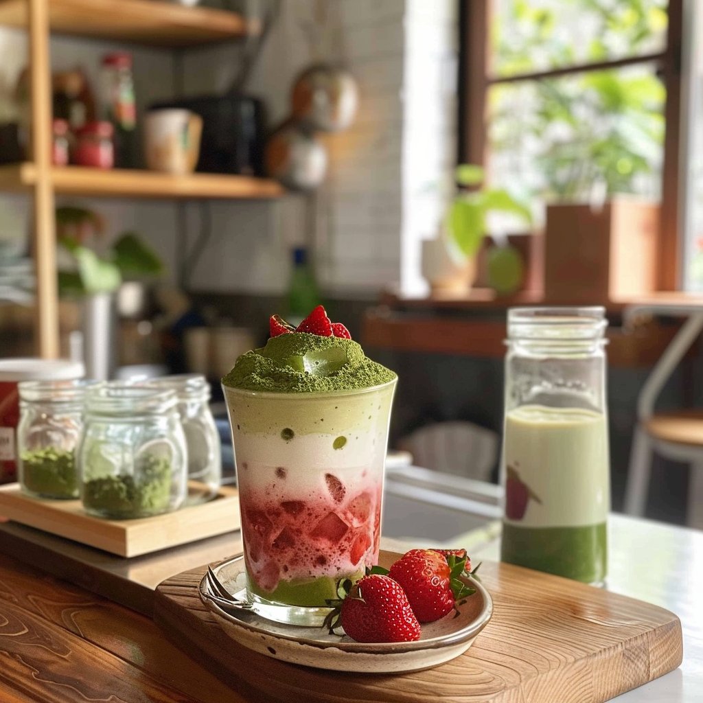 Iced Strawberry Matcha Latte 4 Iced Strawberry Matcha Latte