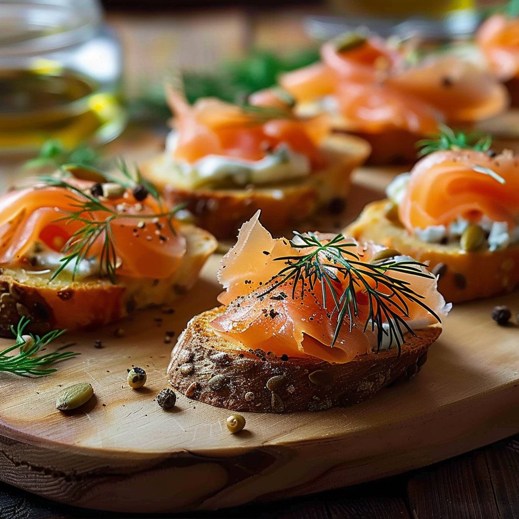 Smoked Salmon and Dill Crostini 4 Smoked Salmon and Dill Crostini