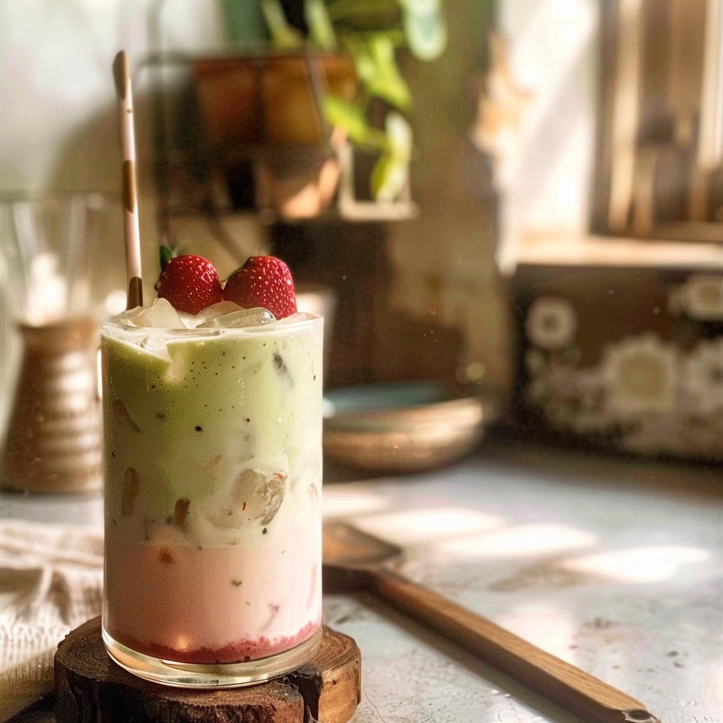 Iced Strawberry Matcha Latte 4 Iced Strawberry Matcha Latte