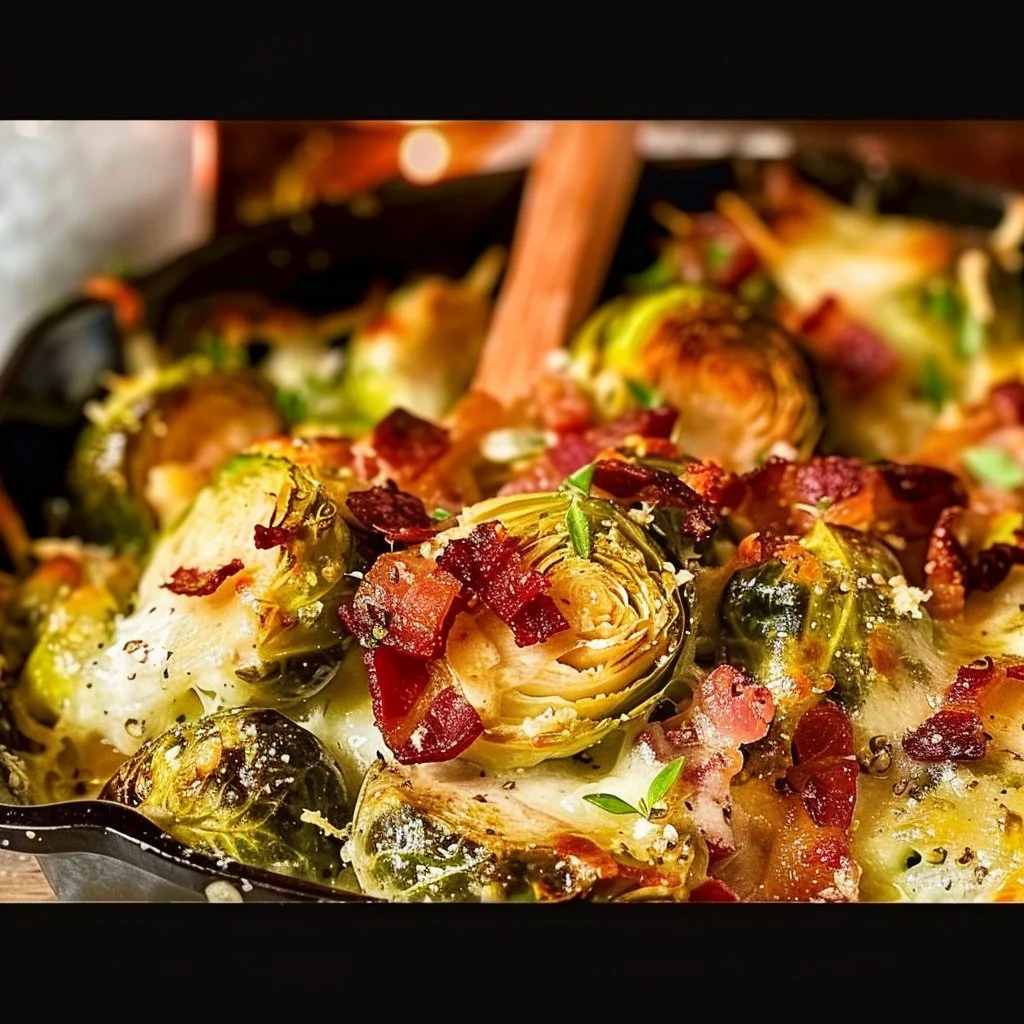 Cheesy Bacon Brussels Sprouts Au Gratin 4 Cheesy Bacon Brussels Sprouts Au Gratin