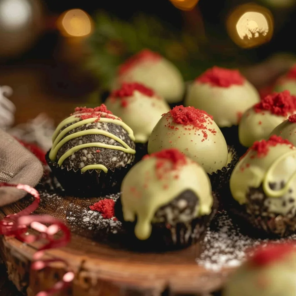 Grinch Oreo Balls with Red Velvet Oreos 4 Grinch Oreo Balls with Red Velvet Oreos