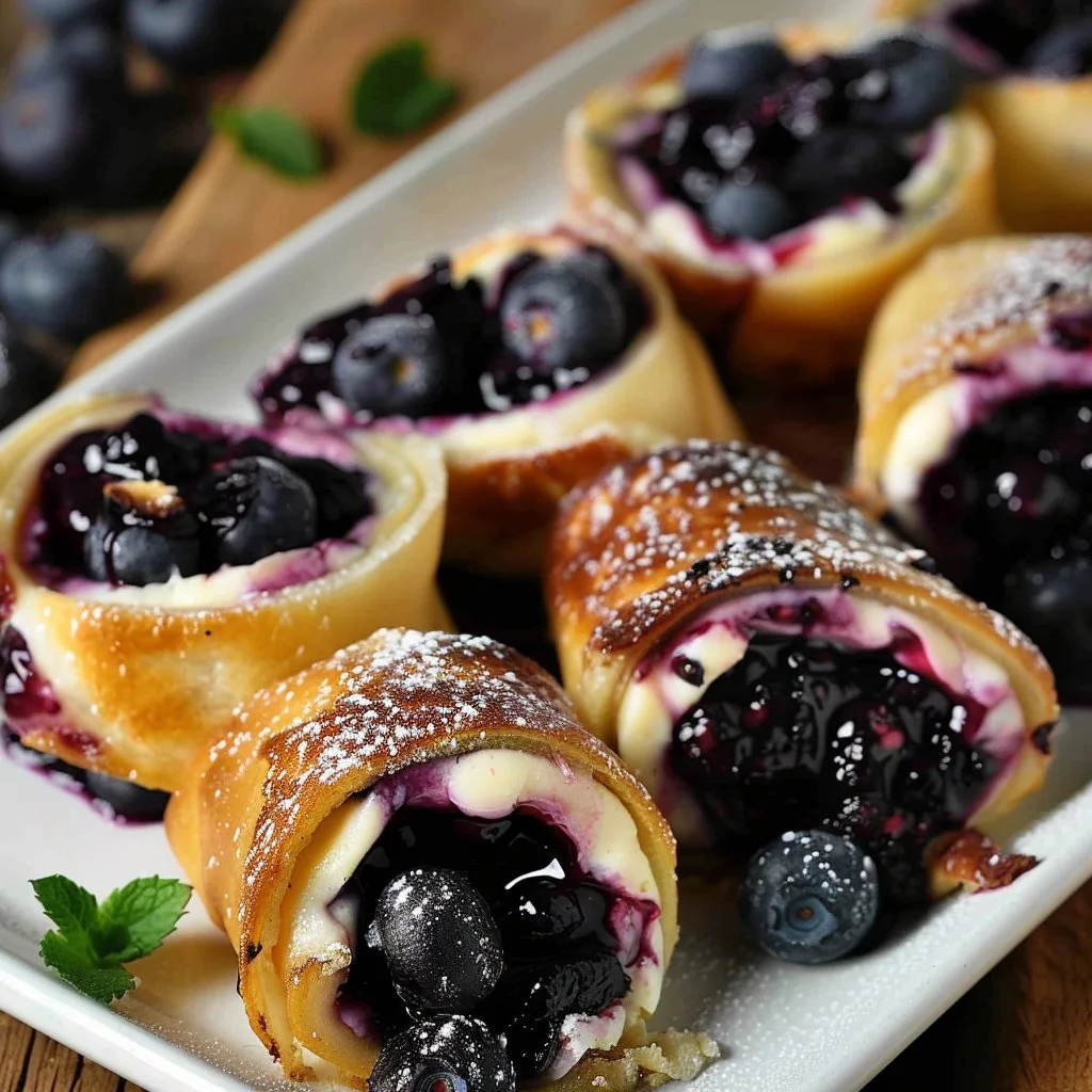 Dessert Roll Ups With Blueberry Cheesecake Filling 4 Dessert Roll Ups With Blueberry Cheesecake Filling