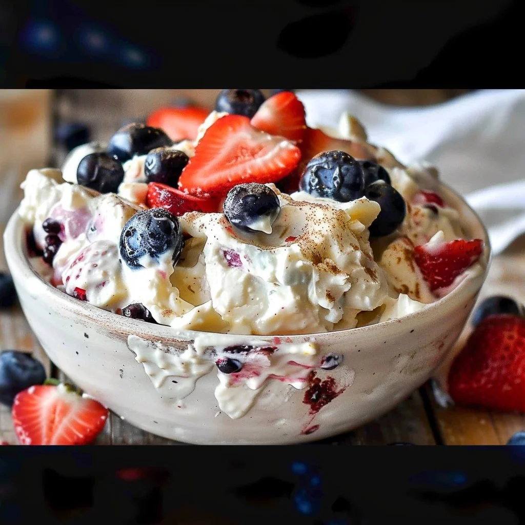 Easy Cheesecake Salad With Blueberries & Strawberries 4 Easy Cheesecake Salad With Blueberries & Strawberries