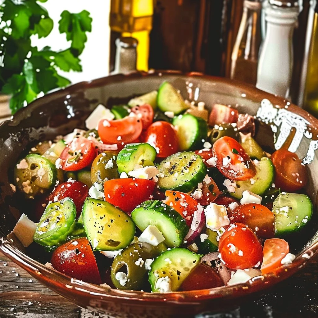 Easy Greek Salad With Cucumbers & Feta 4 Easy Greek Salad With Cucumbers & Feta