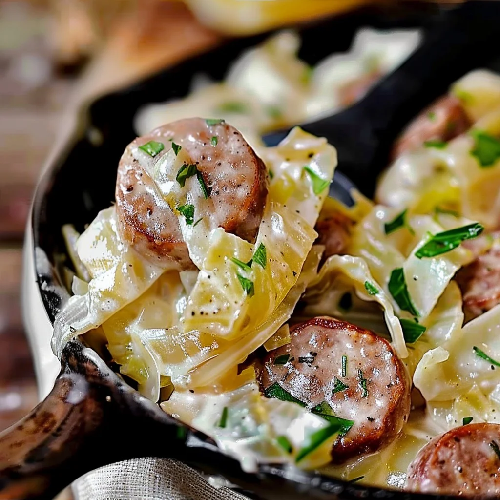 Sausage & Cabbage Alfredo Skillet 4 Sausage & Cabbage Alfredo Skillet