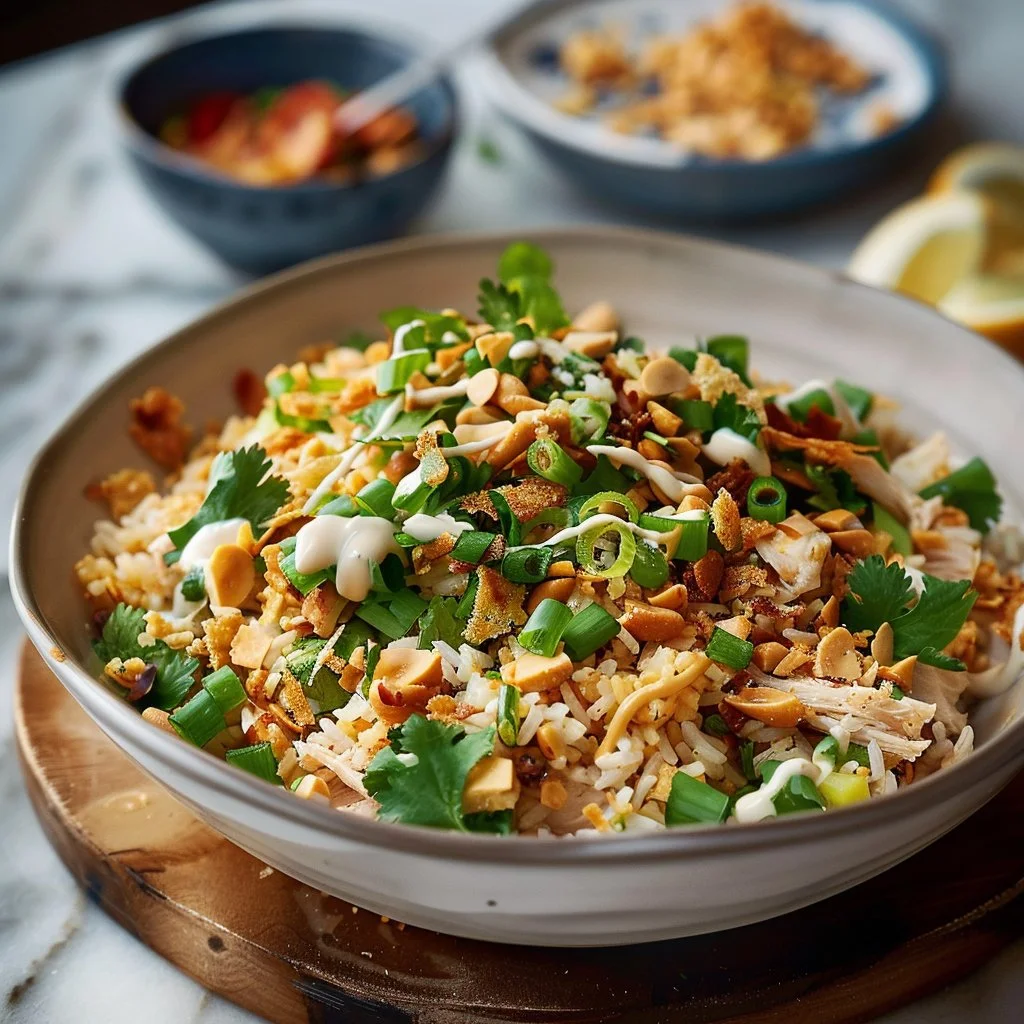 Chicken Crispy Rice Salad 4 Chicken Crispy Rice Salad with Peanut Dressing