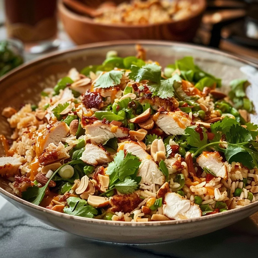 Chicken Crispy Rice Salad with Peanut Dressing 4 Chicken Crispy Rice Salad with Peanut Dressing