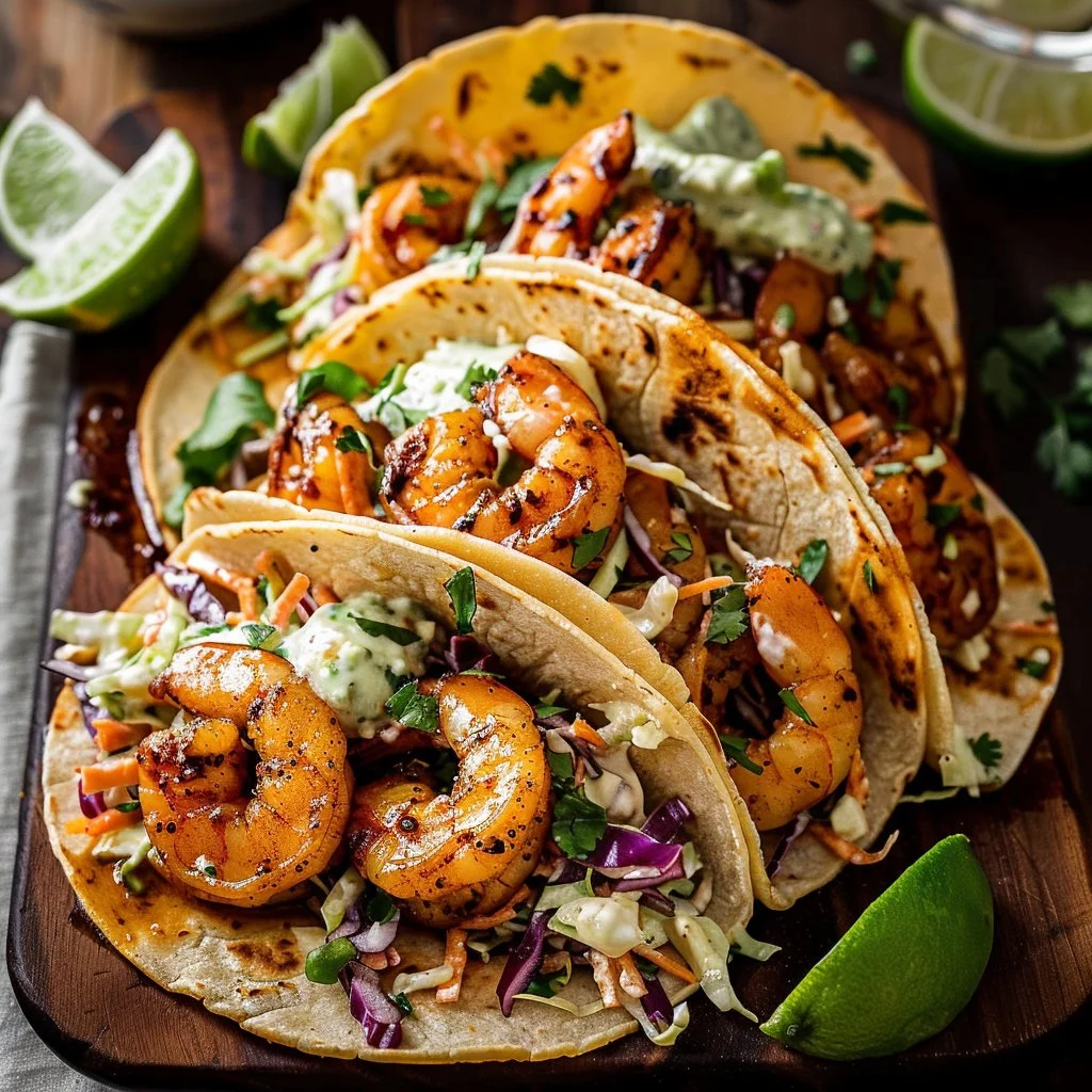 Cilantro Lime Shrimp Tacos 4 Cilantro Lime Shrimp Tacos with Creamy Slaw
