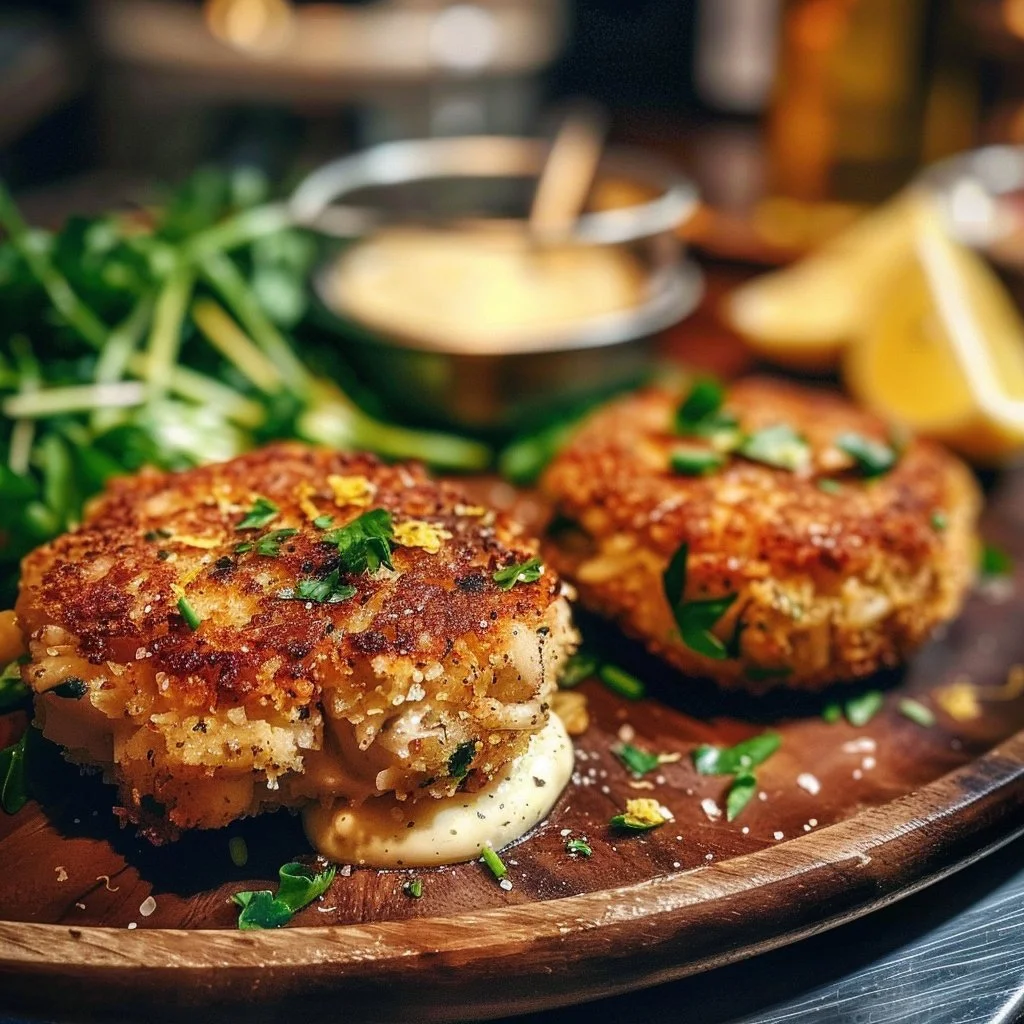 Crab Cakes with Lemon Aioli 4 Crab Cakes with Lemon Aioli