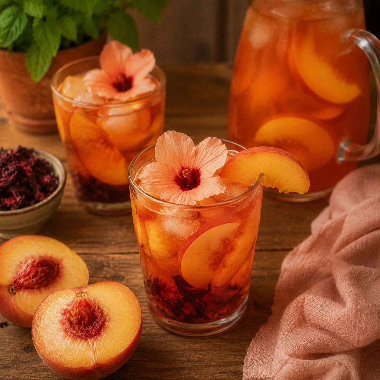Peach Hibiscus Sunset Tea 4 Peach Hibiscus Sunset Tea
