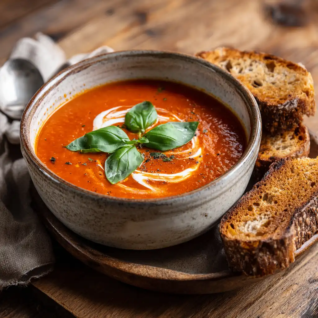 creamy roasted tomato basil soup0