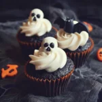 Delicious Halloween cupcakes decorated with spooky designs for festive celebrations.