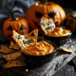 Colorful Halloween dips served in festive bowls for a spooky party snack.