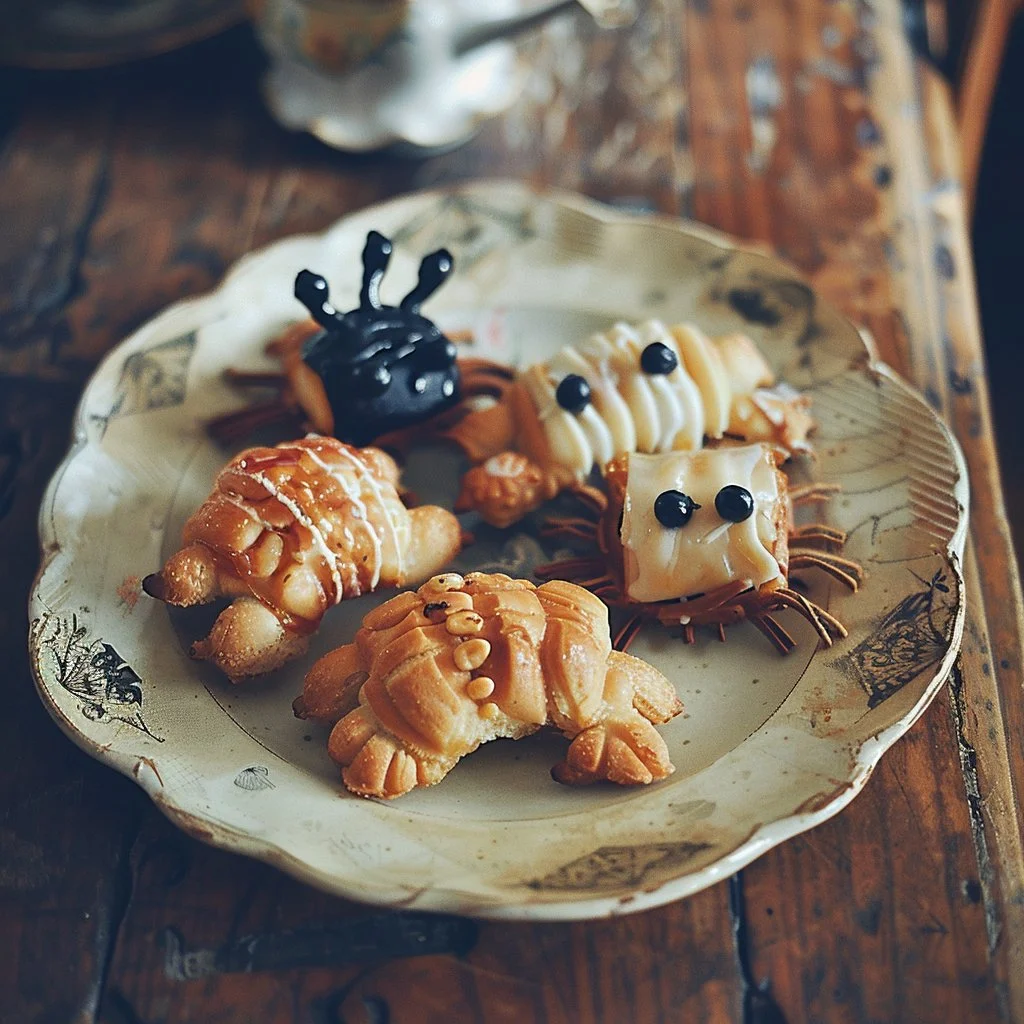 A platter of creative Halloween finger foods for a spooky party.