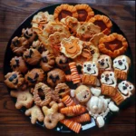 Variety of spooky Halloween snacks arranged for a festive party.