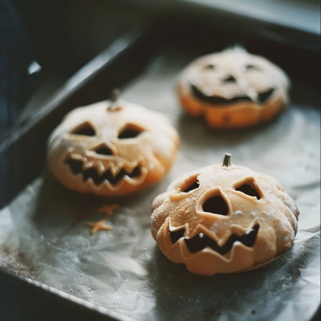A variety of colorful Halloween sweet treats, including candies and desserts.