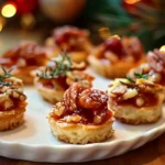 A variety of festive Christmas finger foods arranged on a serving platter.