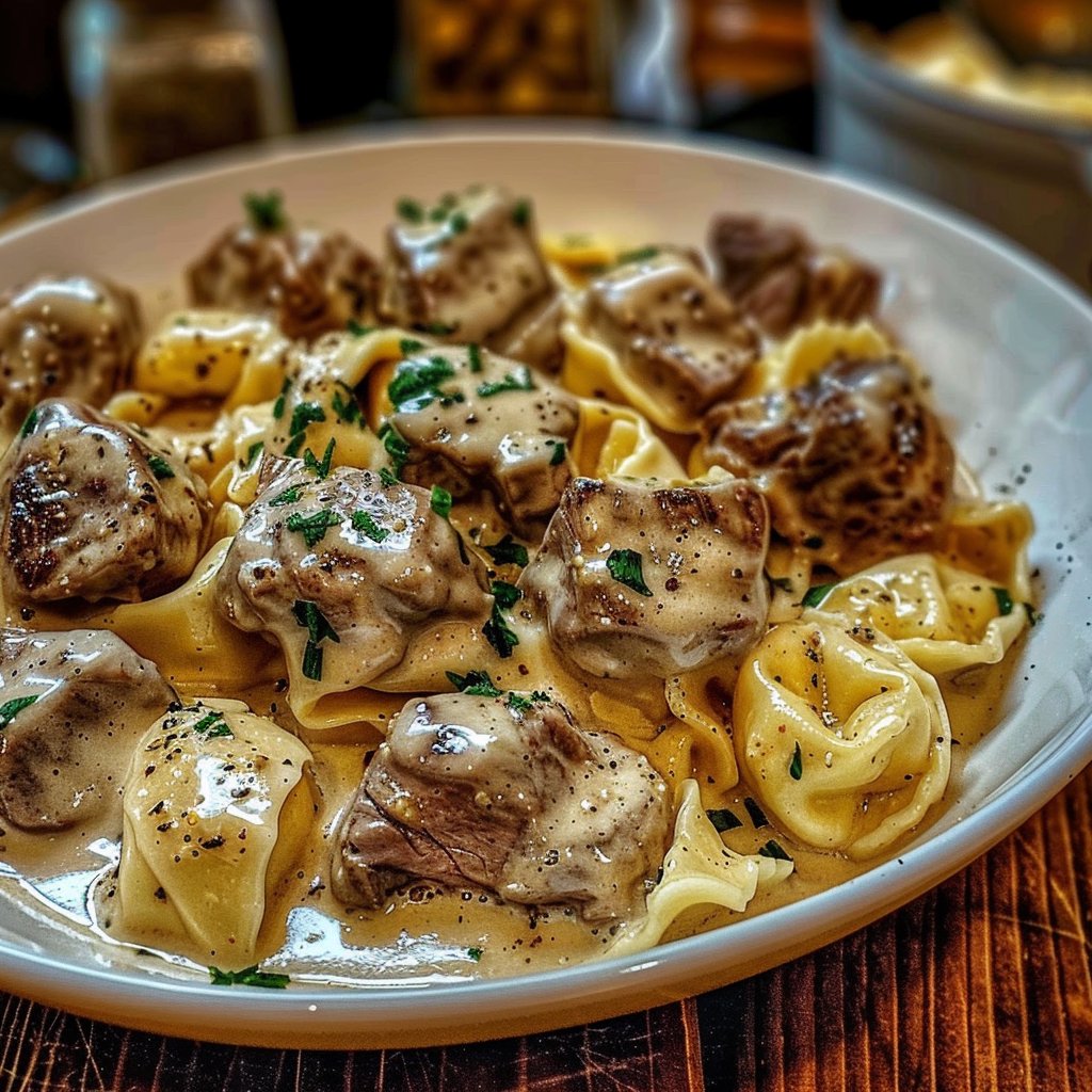 Cracked Garlic Steak Tortellini in Creamhouse Sauce Bliss