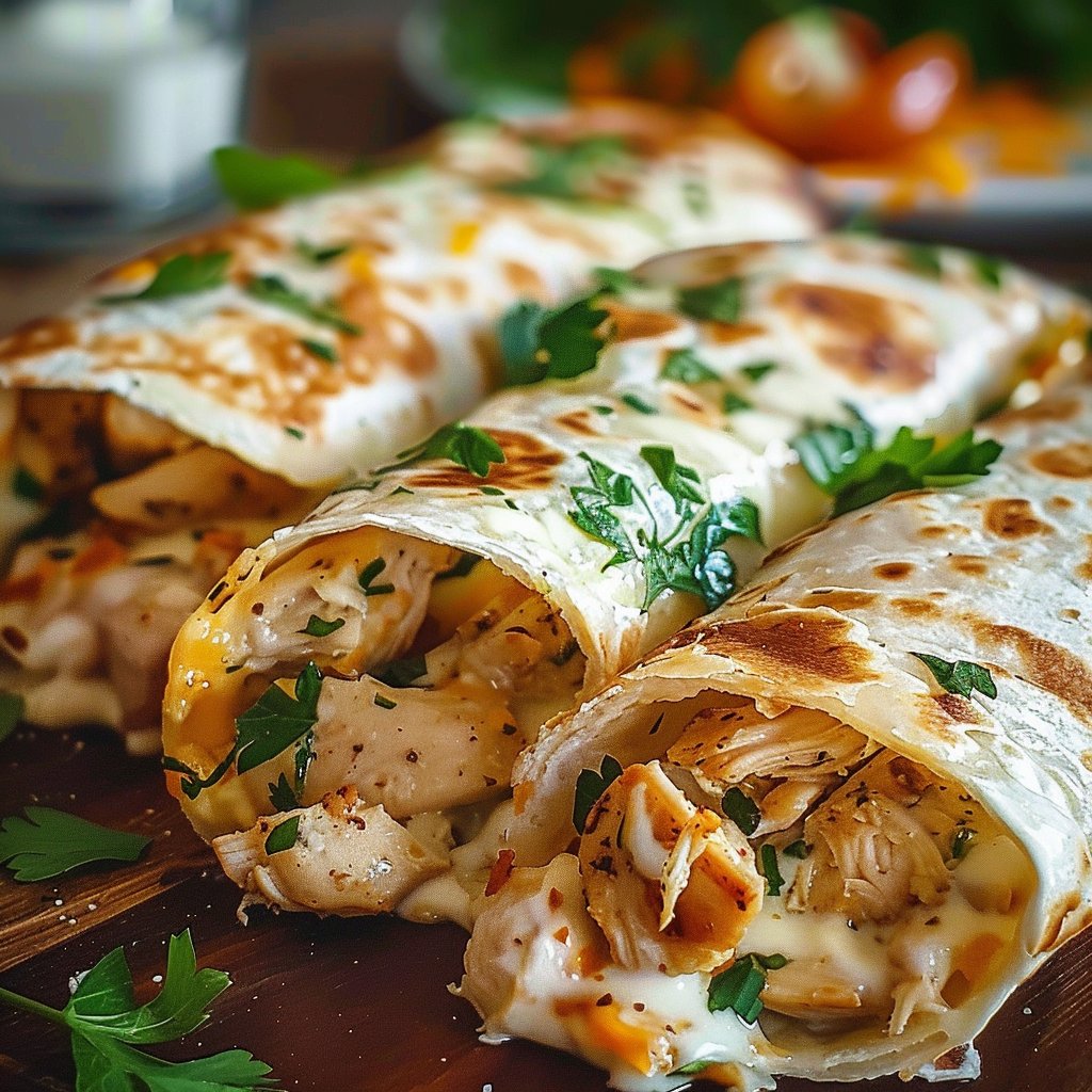 Cheesy Chicken Garlic Wraps
