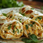 Delicious cheesy chicken garlic wraps prepared with fresh ingredients