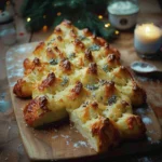 Cheesy Christmas tree bread rolls shaped like Christmas trees.