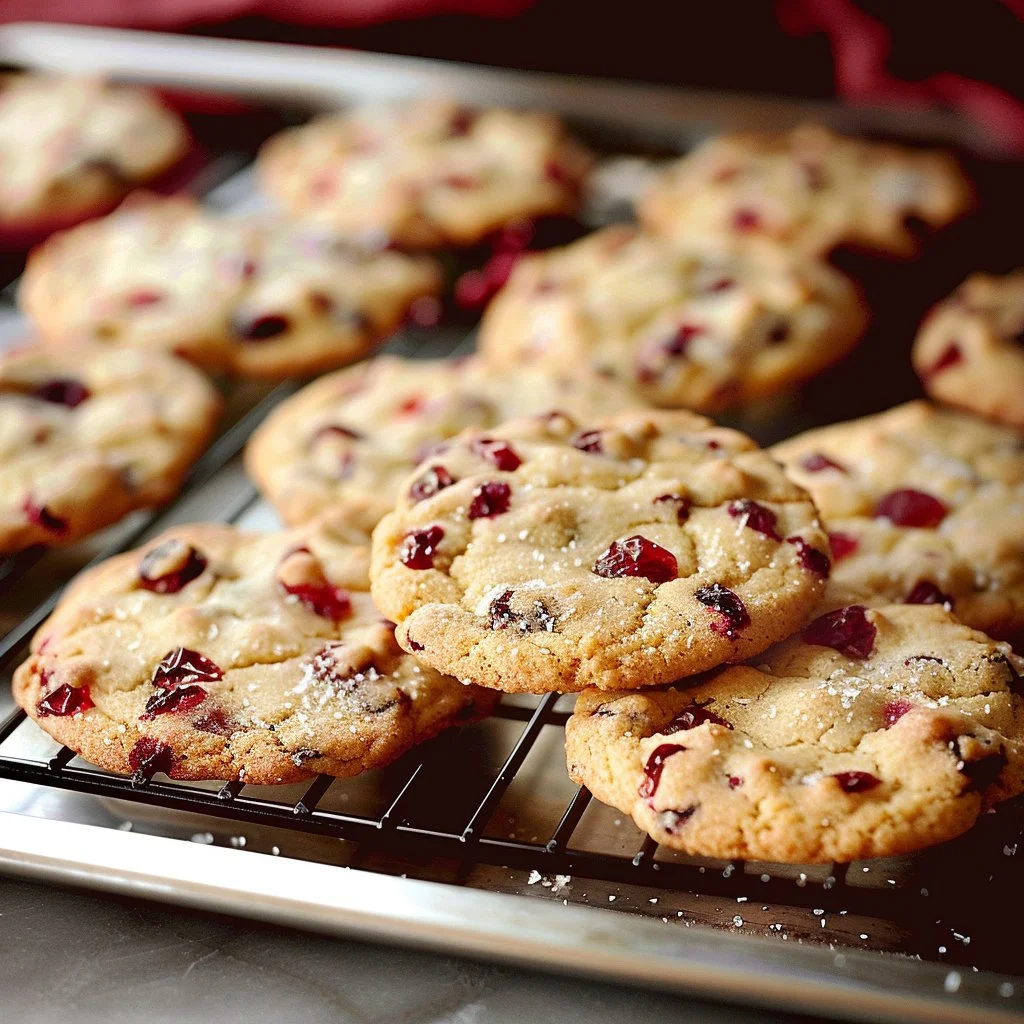 Chewy Christmas Cranberry Orange Cookies decorated with festive sprinkles