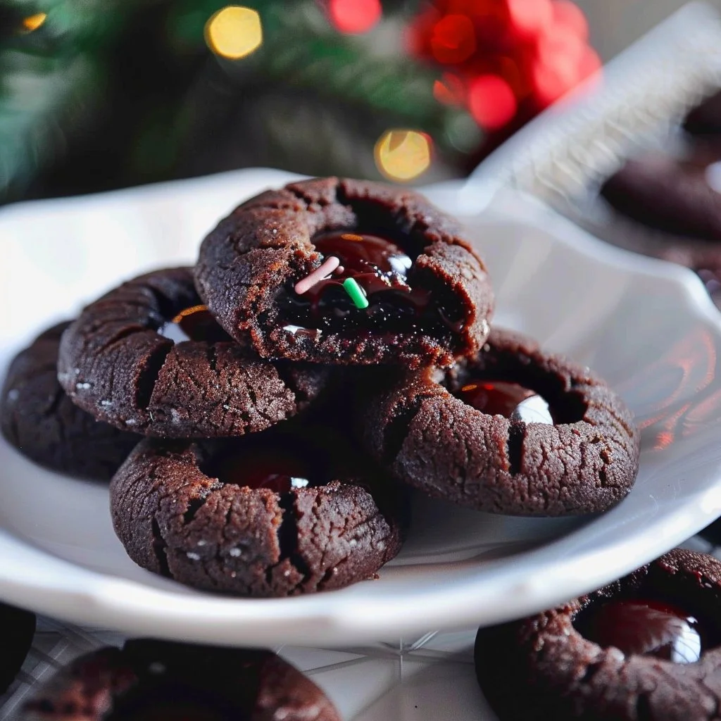 Delicious Chocolate Thumbprint Cookies with a rich chocolate filling