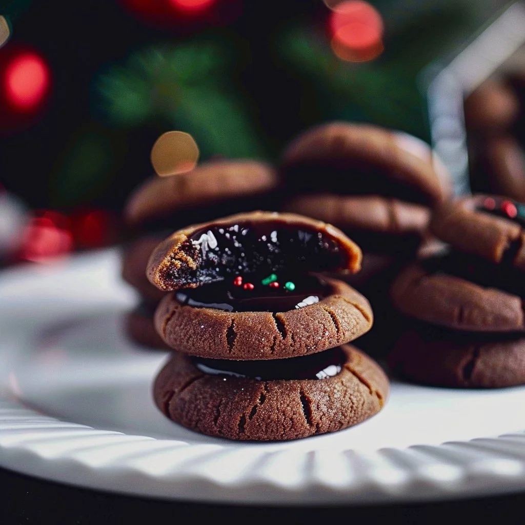 Delicious homemade Chocolate Thumbprint Cookies with chocolate filling