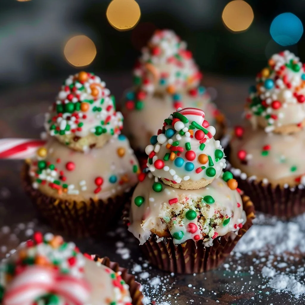 Delicious Christmas Tree Cake Truffles decorated for the holiday season