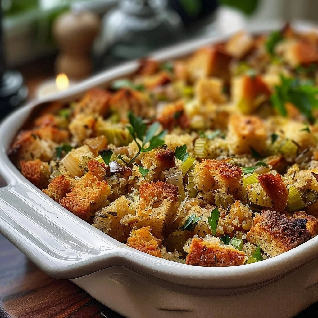 Delicious Grandma's Thanksgiving stuffing recipe with herbs and spices