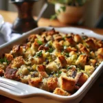 Grandma's Thanksgiving stuffing recipe filled with herbs and spices.