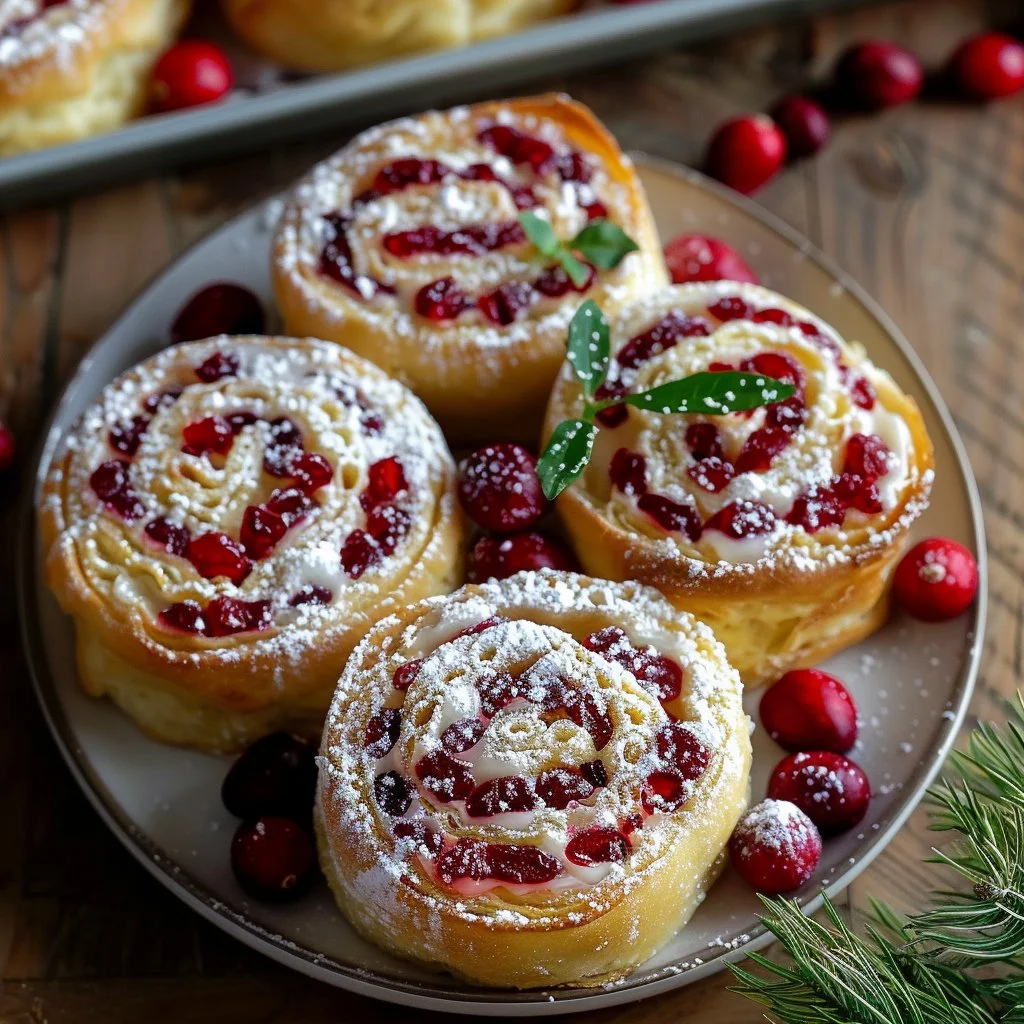 Delicious Christmas Cranberry Roll Ups ready to serve for festive gatherings.