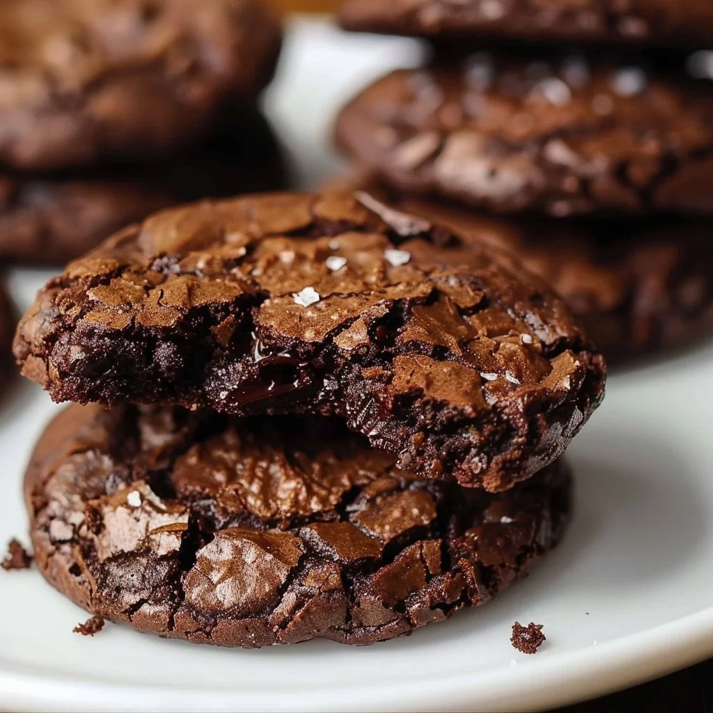 Gourmet brownie cookies with chocolate chunks on a plate