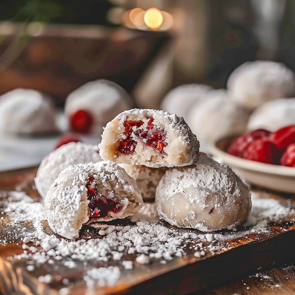 Raspberry Almond Snowball Cookies Delightful Easy Recipe